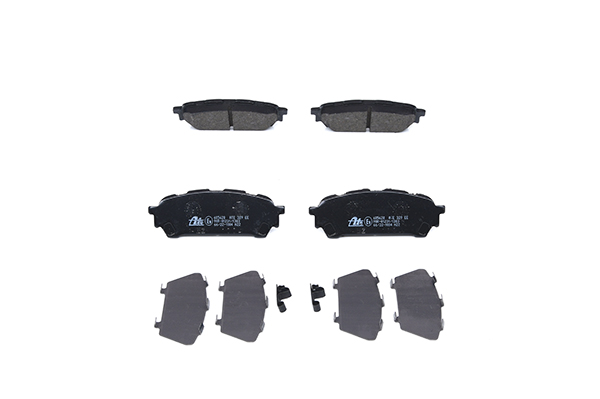 ATE 13.0460-5628.2 Brake pad set with acoustic wear warning, with anti-squeak plate