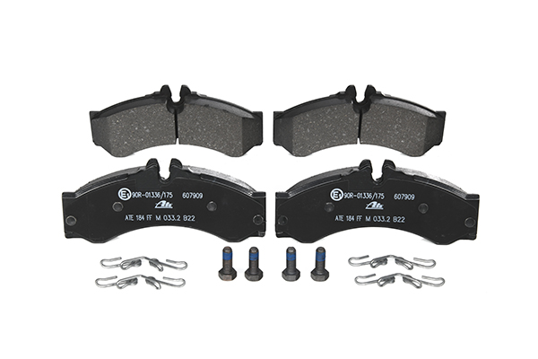 ATE 13.0460-7909.2 Brake pad set prepared for wear indicator, excl. wear warning contact, with brake caliper screws, with accessories