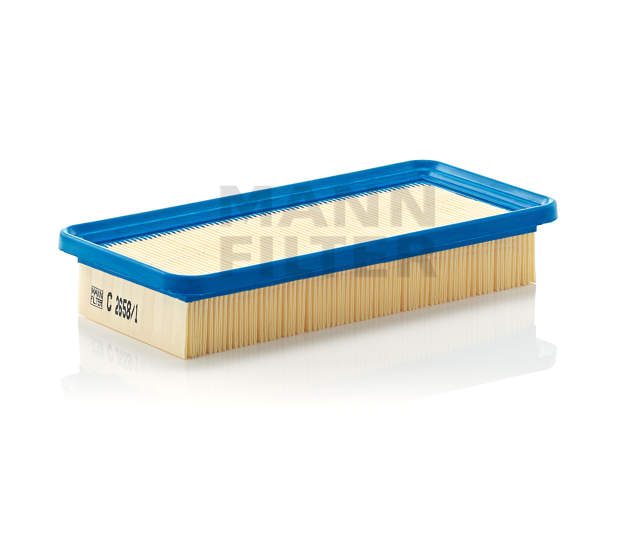 MANN-FILTER Motorluftfilter C 2658/1 Länge: 258 mm, Filtereinsatz Länge: 258mm, Breite: 127mm, Höhe: 46mm