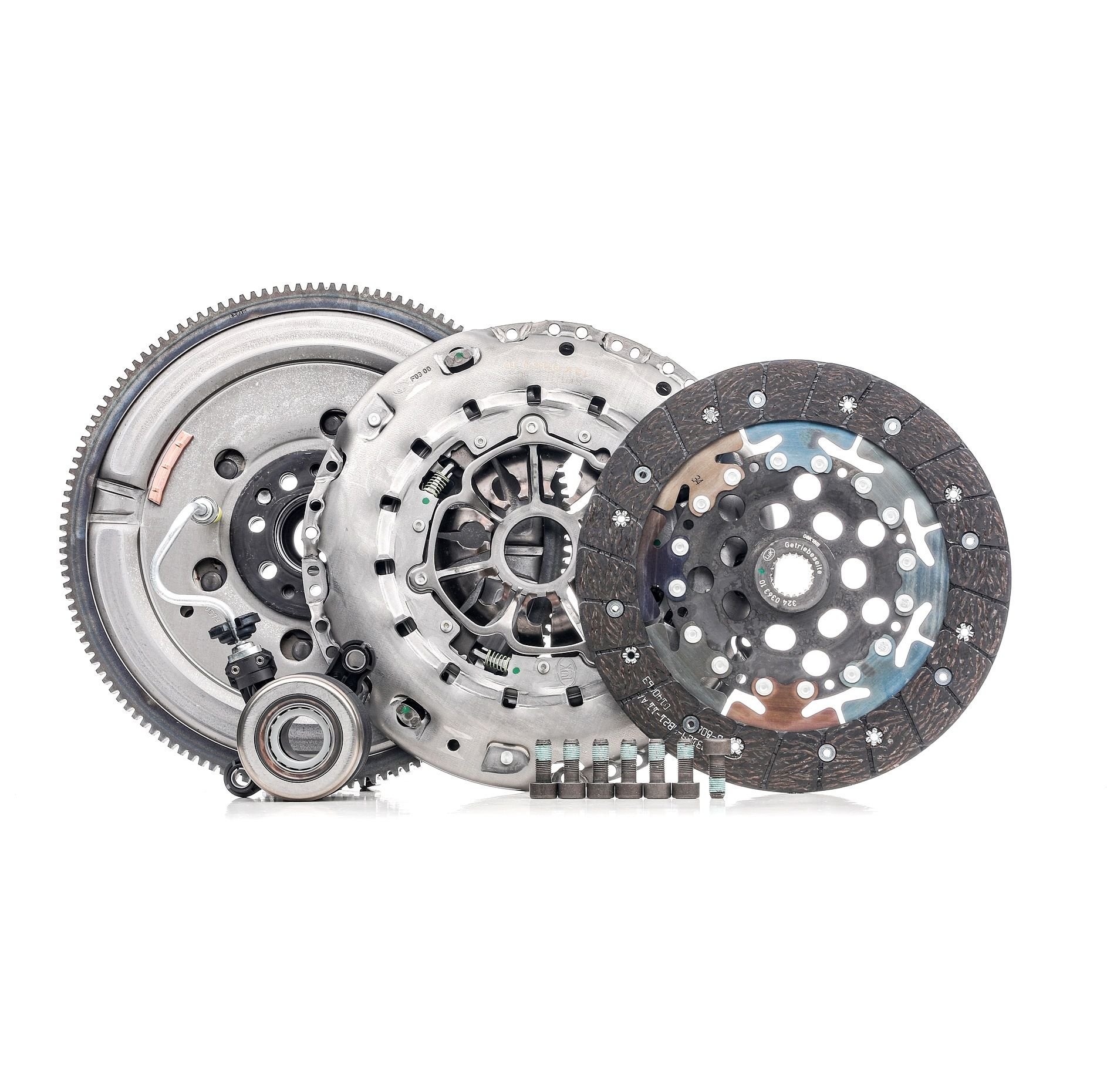 LuK BR 0241 600 0068 00 Clutch kit with central slave cylinder, without pilot bearing, with flywheel, with screw set, Requires special tools for mounting, Dual-mass flywheel with friction control plate, with automatic adjustment